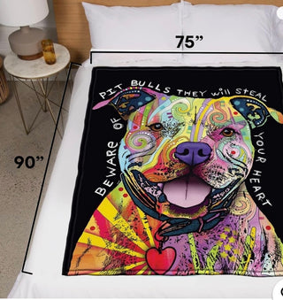 New Pit Bull Blanket 75”x90” Super Soft Fleece