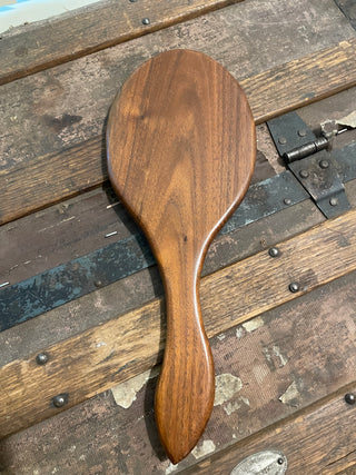 Vintage Wooden Oval Hand Mirror