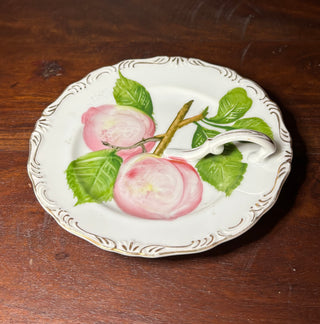 Vtg finger handle peach motif dish