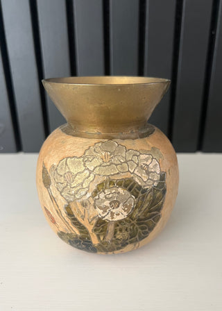 vintage brass cloisonné enamel vase