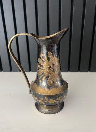 Vintage brass etched pitcher