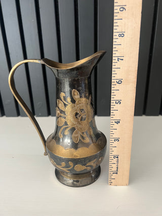Vintage brass etched pitcher