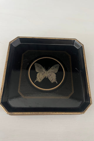 Vintage lacquered butterfly coaster set-4