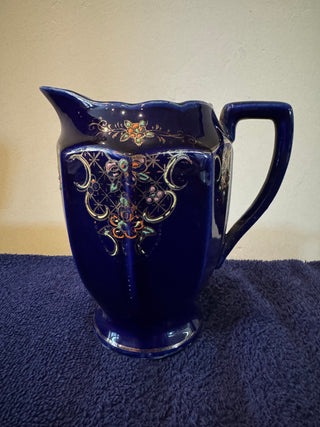 Vtg Small Blue Pitcher