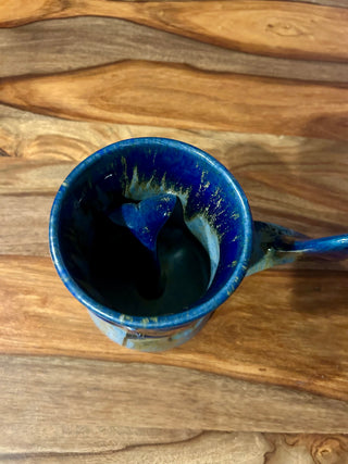 Vtg Doug Wylie Whale Tail Drip Glaze Pottery Mug