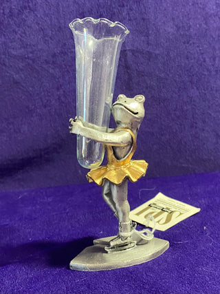 SPI Pewter Frog Ballerina Bud Vase