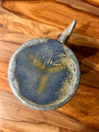 Vtg Doug Wylie Whale Tail Drip Glaze Pottery Mug