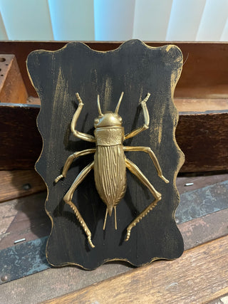 Handmade Gold Grasshopper Faux Taxidermy Wall Décor