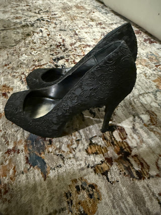 Vera Wang Black Embroidered Heels