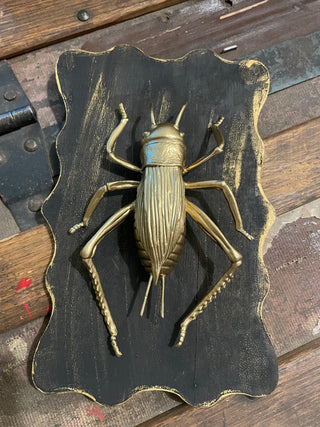 Handmade Gold Grasshopper Faux Taxidermy Wall Décor
