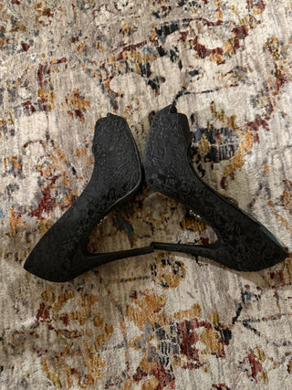 Vera Wang Black Embroidered Heels