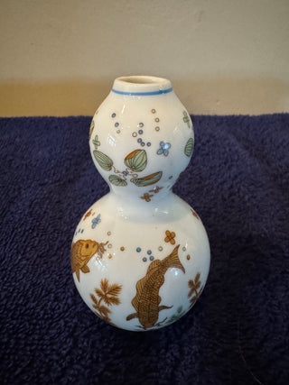 Vtg Mini Japanese Koi Fish Vase