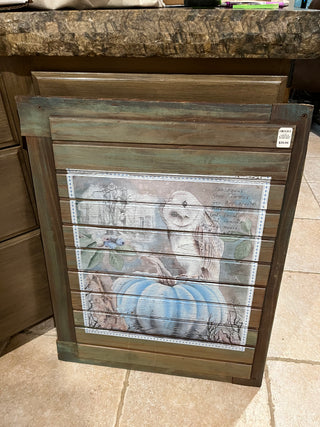 Large Owl & Pumpkin Wood Slat Wall Decor