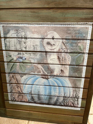 Large Owl & Pumpkin Wood Slat Wall Decor