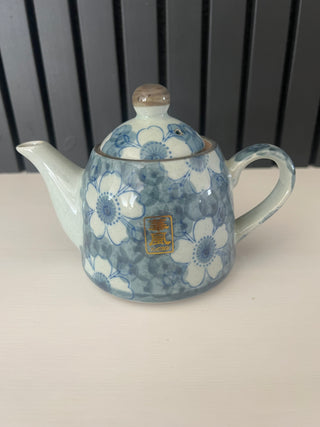 Blue floral ceramic tea set