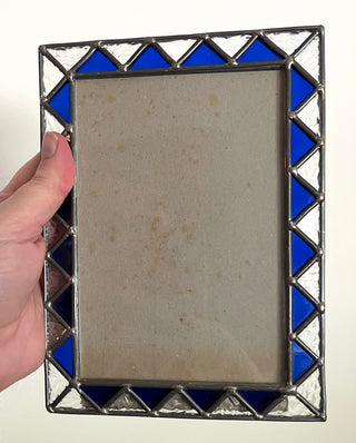 VTG 5x7  Blue/Frosted Stained Glass Frame