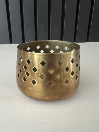 Vintage cut out brass votive holder