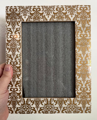 5x7 Two's Company Gold Damask Frame