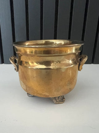 Vintage brass footed planter