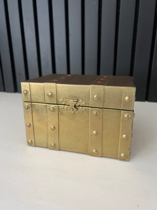 Vintage brass chest trinket box