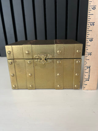 Vintage brass chest trinket box