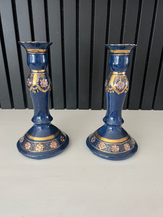 Vintage hand painted Toyo candlestick pair