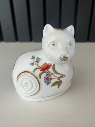 Vintage bone china cat trinket box