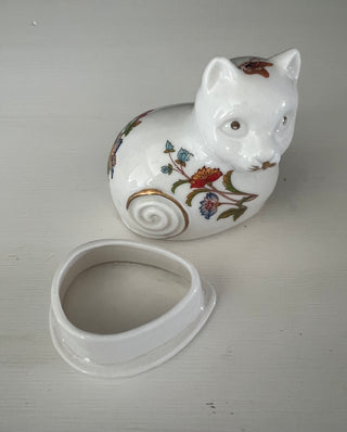 Vintage bone china cat trinket box