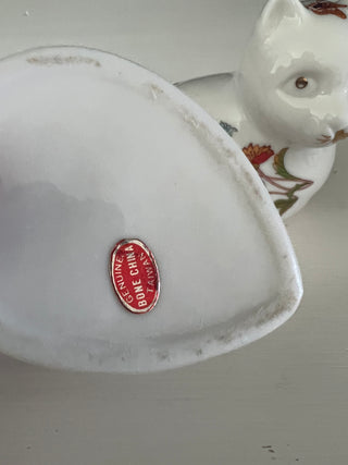 Vintage bone china cat trinket box