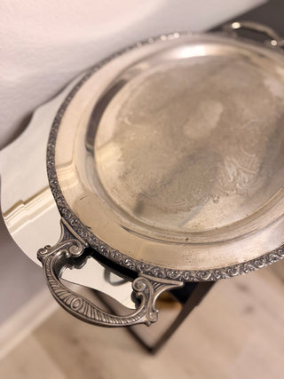 Silver Plated Ornate Serving Tray 25.5in