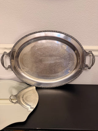 Silver Plated Ornate Serving Tray 25.5in