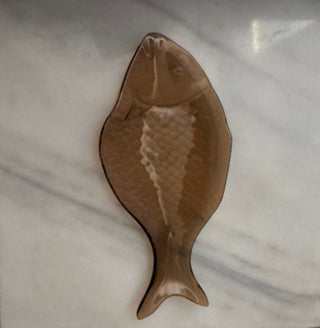 Brown glass fish plate