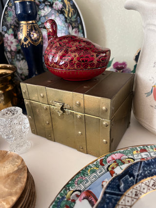 Vintage brass chest trinket box