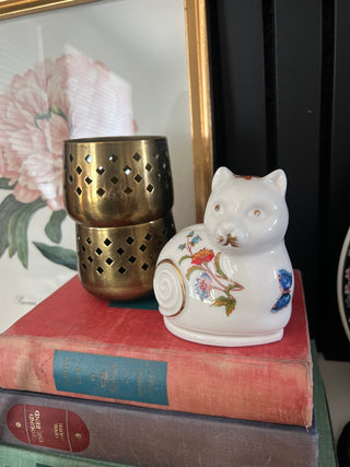 Vintage bone china cat trinket box