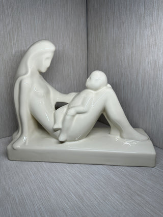 Vintage Royal Haeger Mother and Child Statue White Gloss Ceramic Figurine 6053