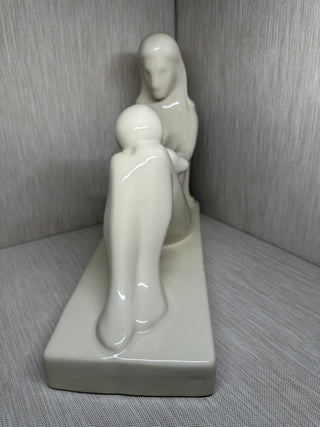 Vintage Royal Haeger Mother and Child Statue White Gloss Ceramic Figurine 6053
