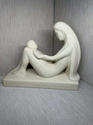 Vintage Royal Haeger Mother and Child Statue White Gloss Ceramic Figurine 6053