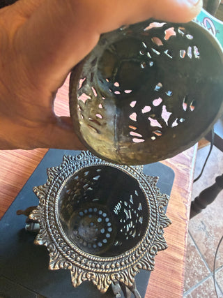 Vintage 1980's Ornate Brass Orthodox Christian Incense Burner Censer Cross Top VV