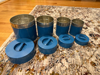 Vintage MCM Blue Nesting Canisters Set of 4 Rare