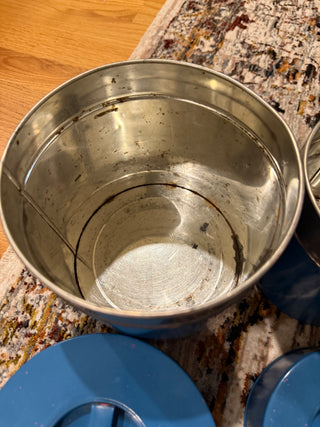 Vintage MCM Blue Nesting Canisters Set of 4 Rare