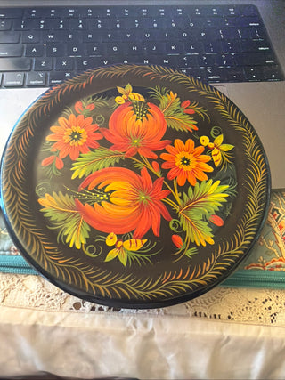 Vintage Lacquer Russian Signed certificate Hand Painted Flowers
