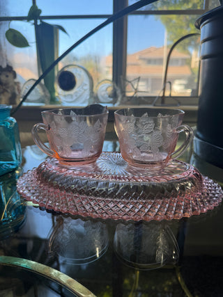 VTG MacBeth Evans Pink Dogwood cream and sugar