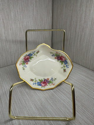 Lenox Rose Shell Trinket Dish 133 J300 Gold Trim Ring Tray USA Green Mark Vintage