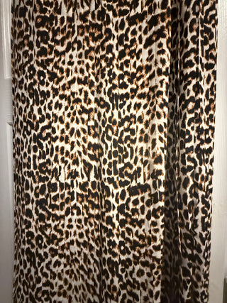 Express Leopard Print Pleated Midi Skirt