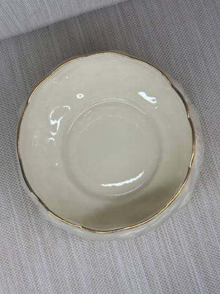 Belleek Ireland Lotus Porcelain Open Sugar Bowl Gold Trim Blue Mark 1993 Vintage