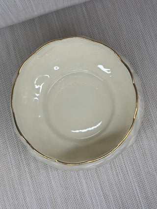 Belleek Ireland Lotus Porcelain Open Sugar Bowl Gold Trim Blue Mark 1993 Vintage