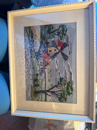Dutch Windmill Landscape Cross Stitch 17" X 13" VV