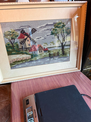 Dutch Windmill Landscape Cross Stitch 17" X 13" VV