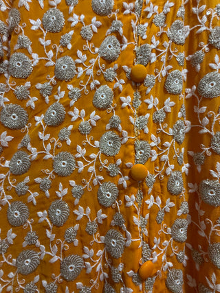 Orange Yellow Embroidered Long Tunic or Kurta