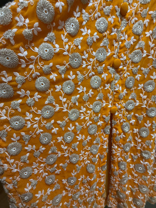 Orange Yellow Embroidered Long Tunic or Kurta